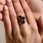 four rings solitaire sapphire hearts stacked
