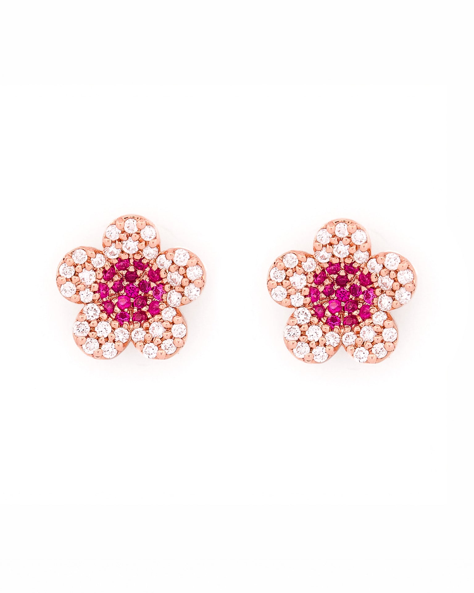 beautiful gold cherry blossom flower earrings on white background