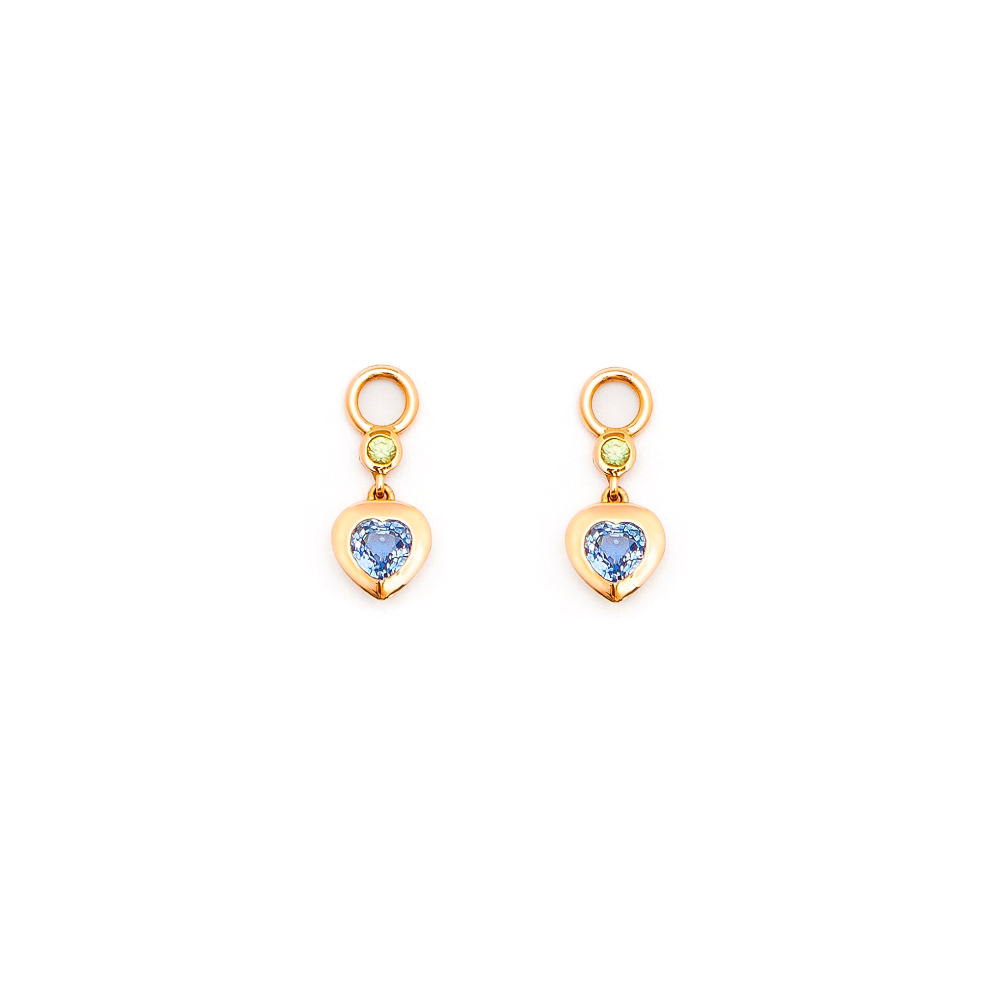 blue sapphire hearts accessories, dangling, sweet and colourful. Wear them with any of our hoop earrings