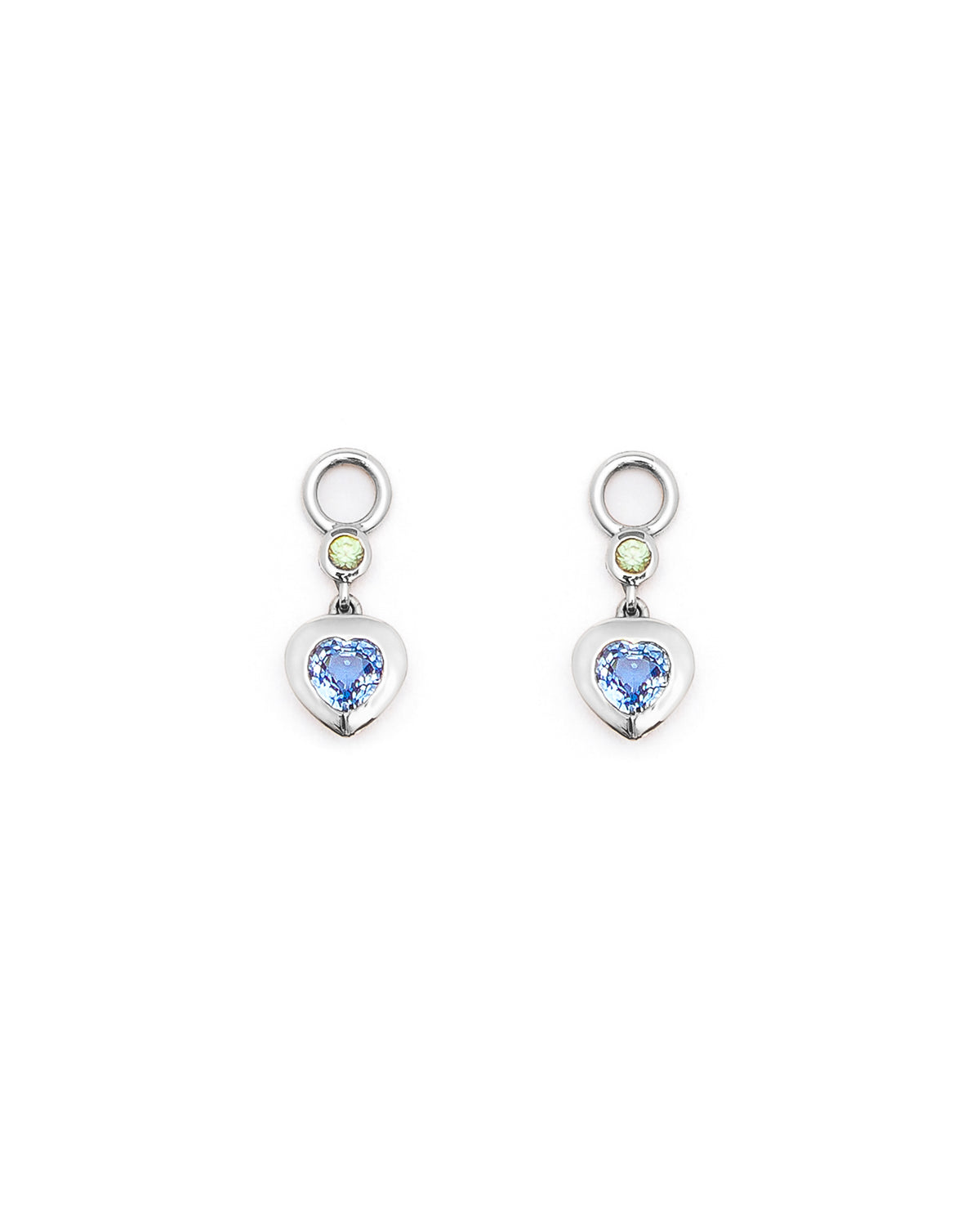 blue sapphire hearts accessories, dangling, sweet and colourful. Wear them with any of our hoop earrings