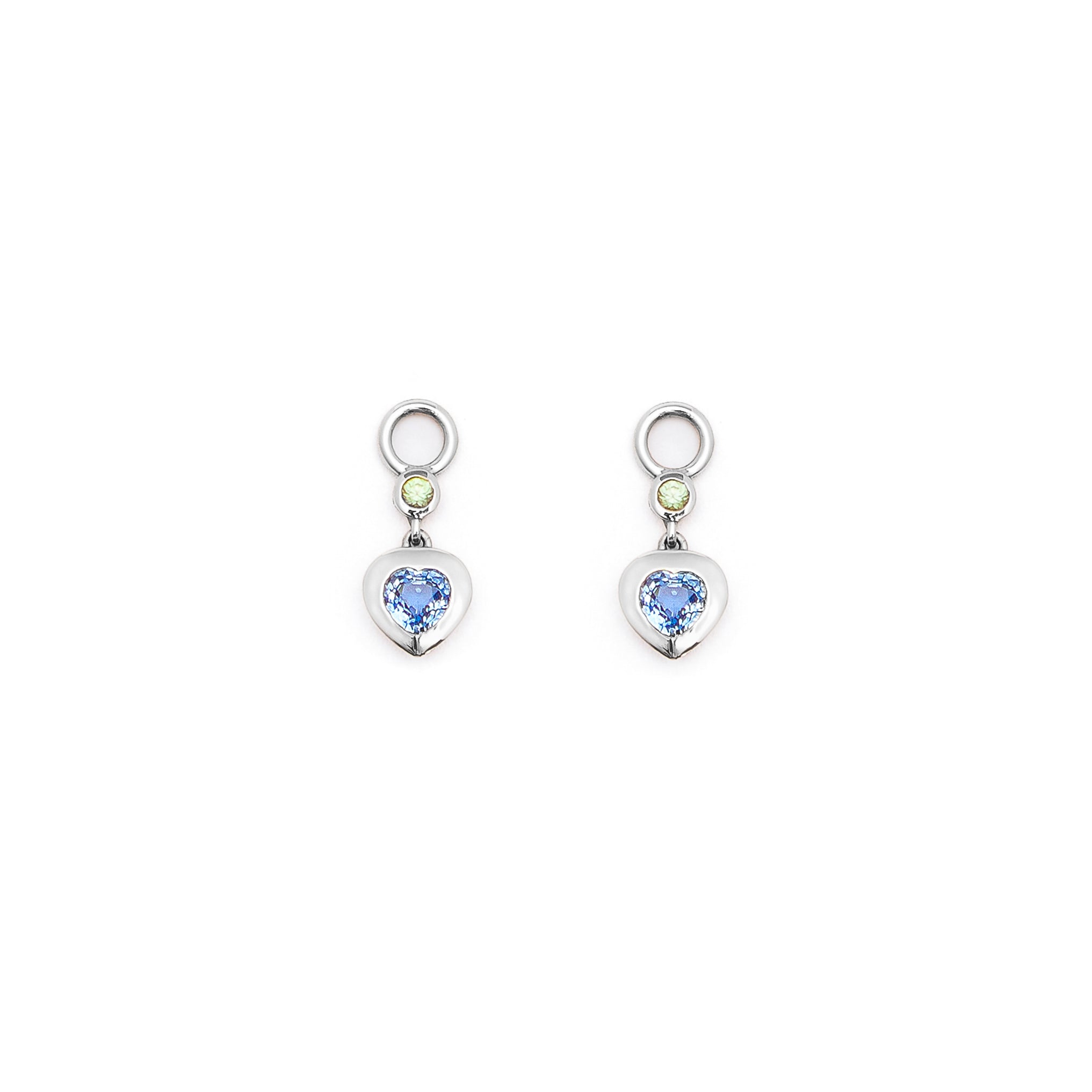 blue sapphire hearts accessories, dangling, sweet and colourful. Wear them with any of our hoop earrings