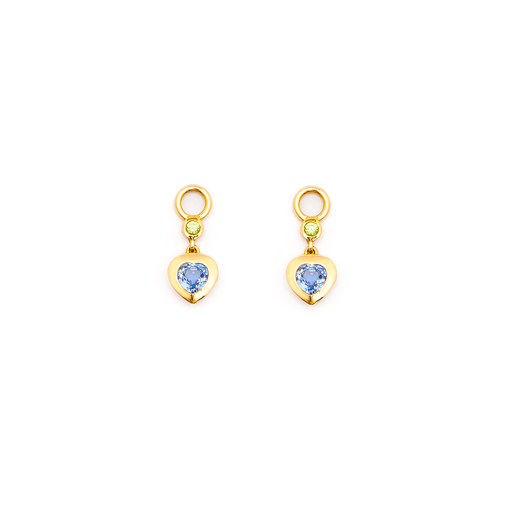 blue sapphire hearts accessories, dangling, sweet and colourful. Wear them with any of our hoop earrings