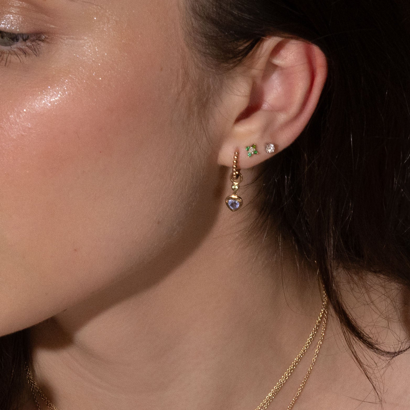 blue sapphire hearts accessories, dangling, sweet and colourful. Wear them with any of our hoop earrings