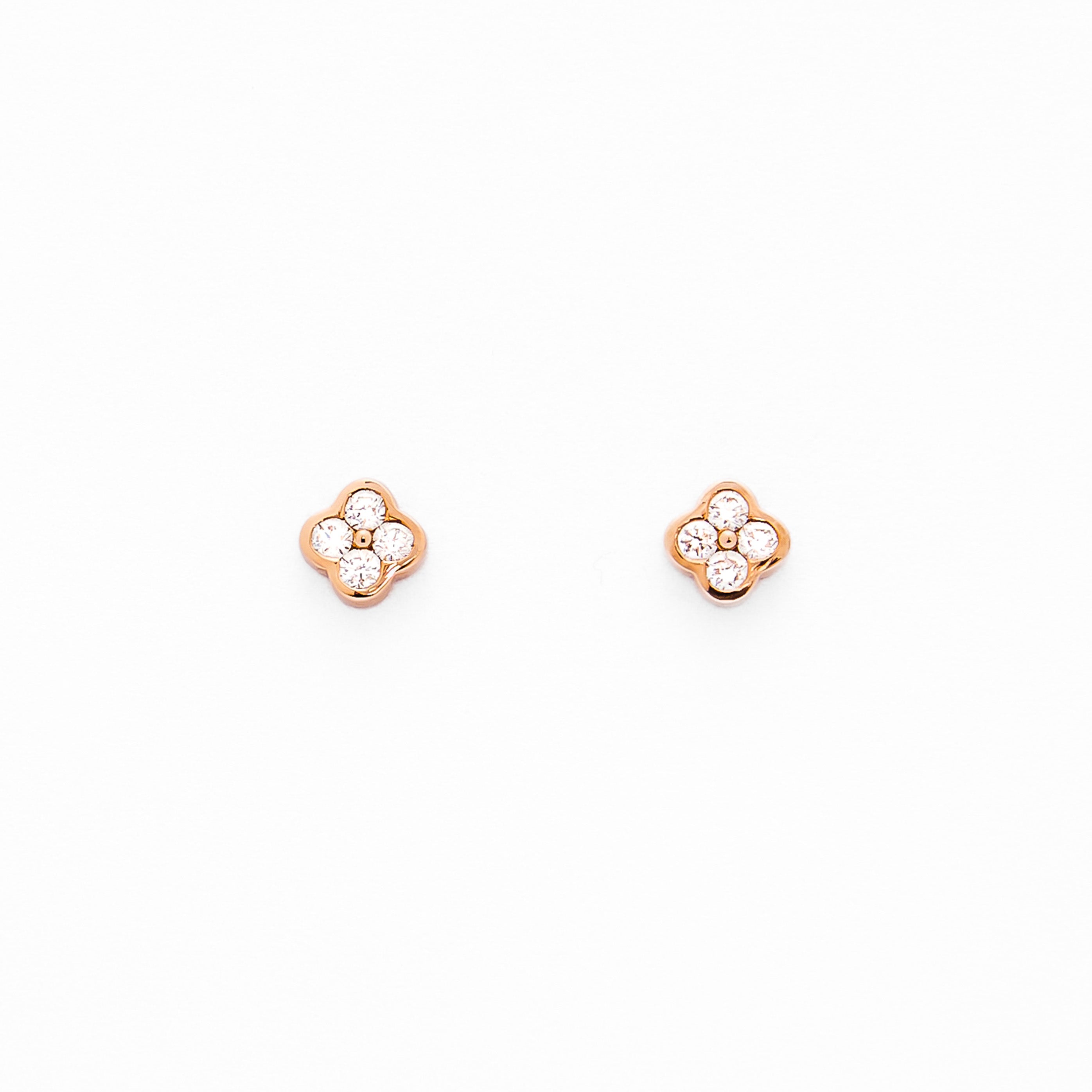 beautiful clover stud earrings in rose gold