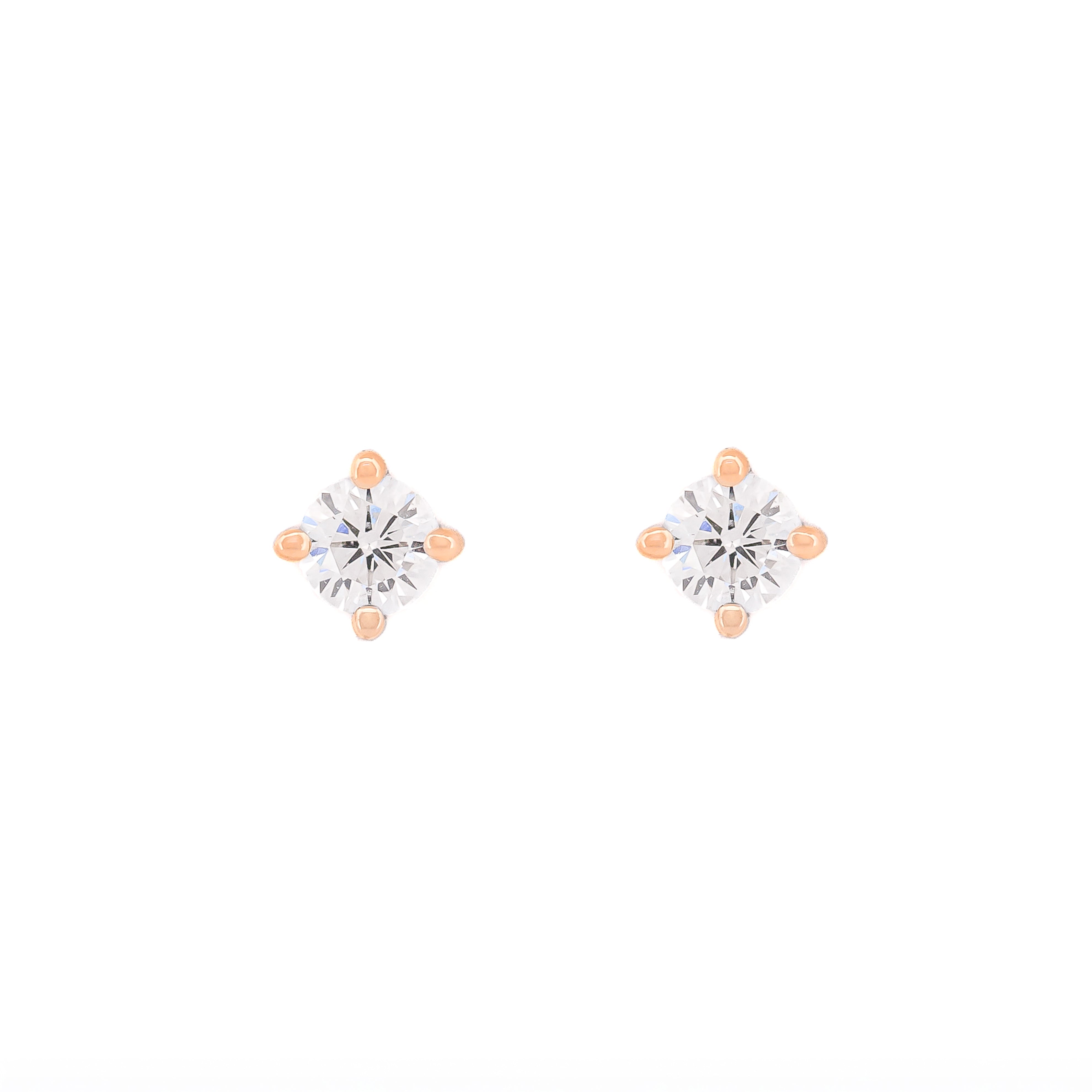 Pair of diamond stud earrings on a white background