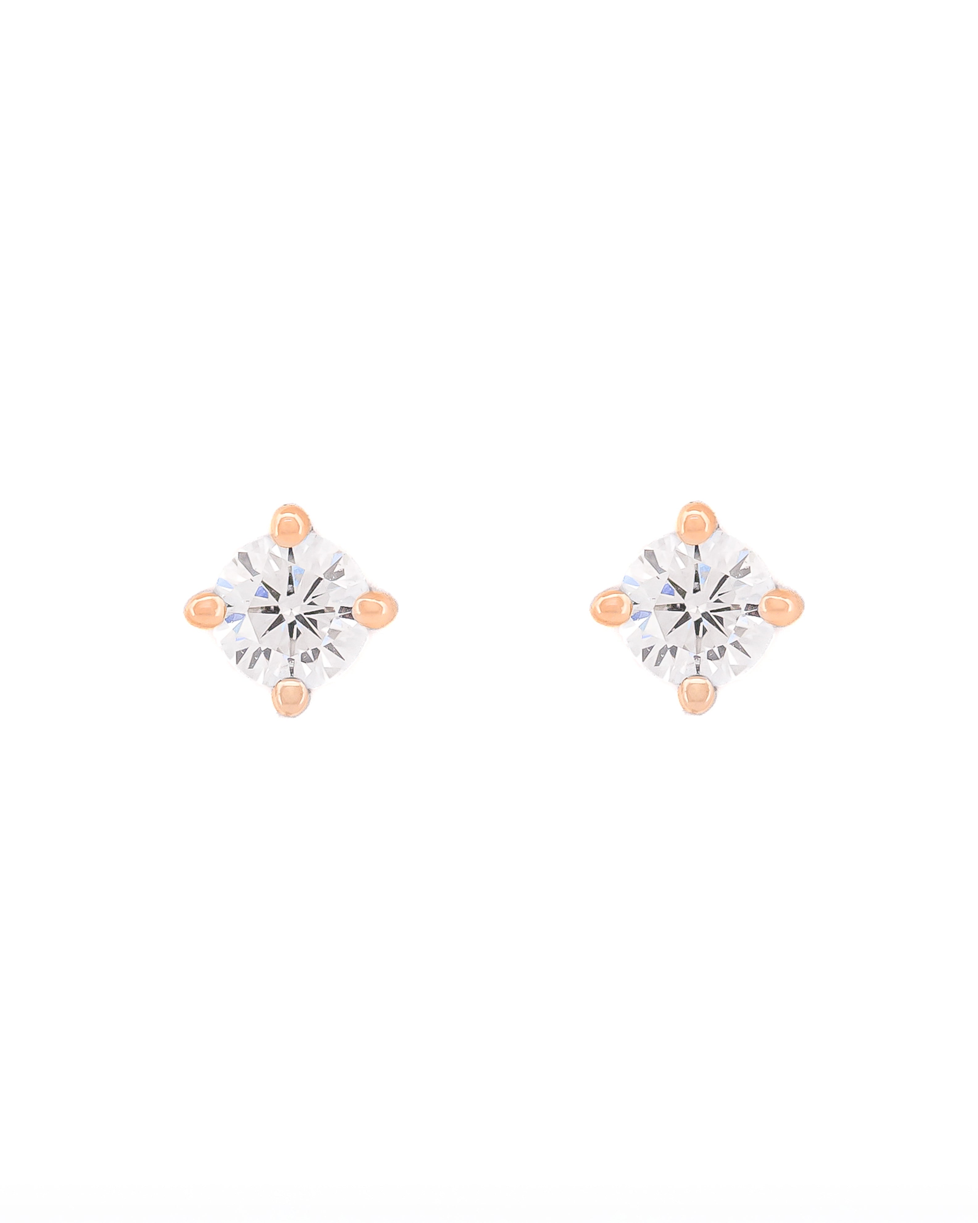 Pair of diamond stud earrings on a white background