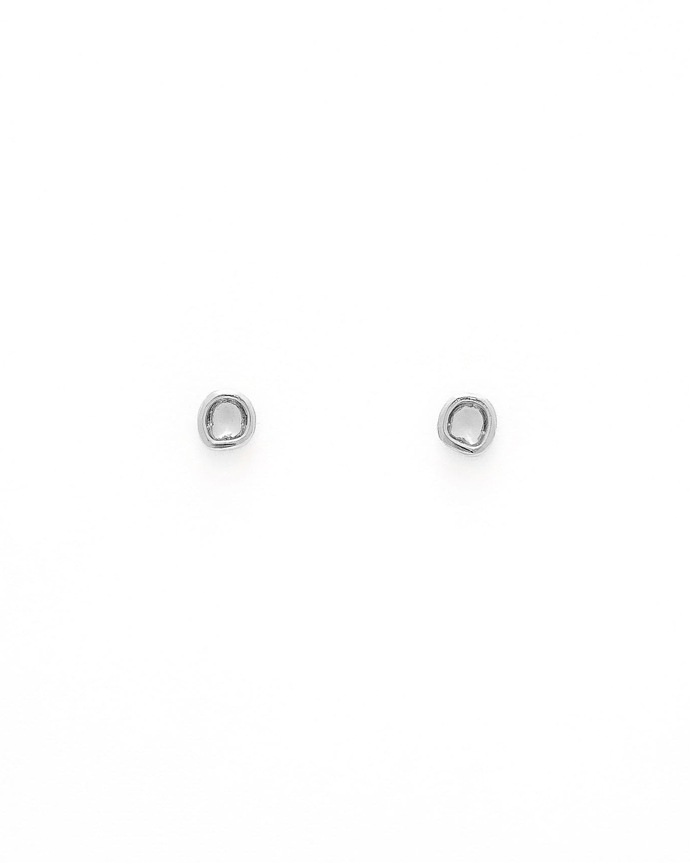 A pair of gold studs earrings with a simple design, resembling a prayer bowl or birds' nest, displayed against a white background.