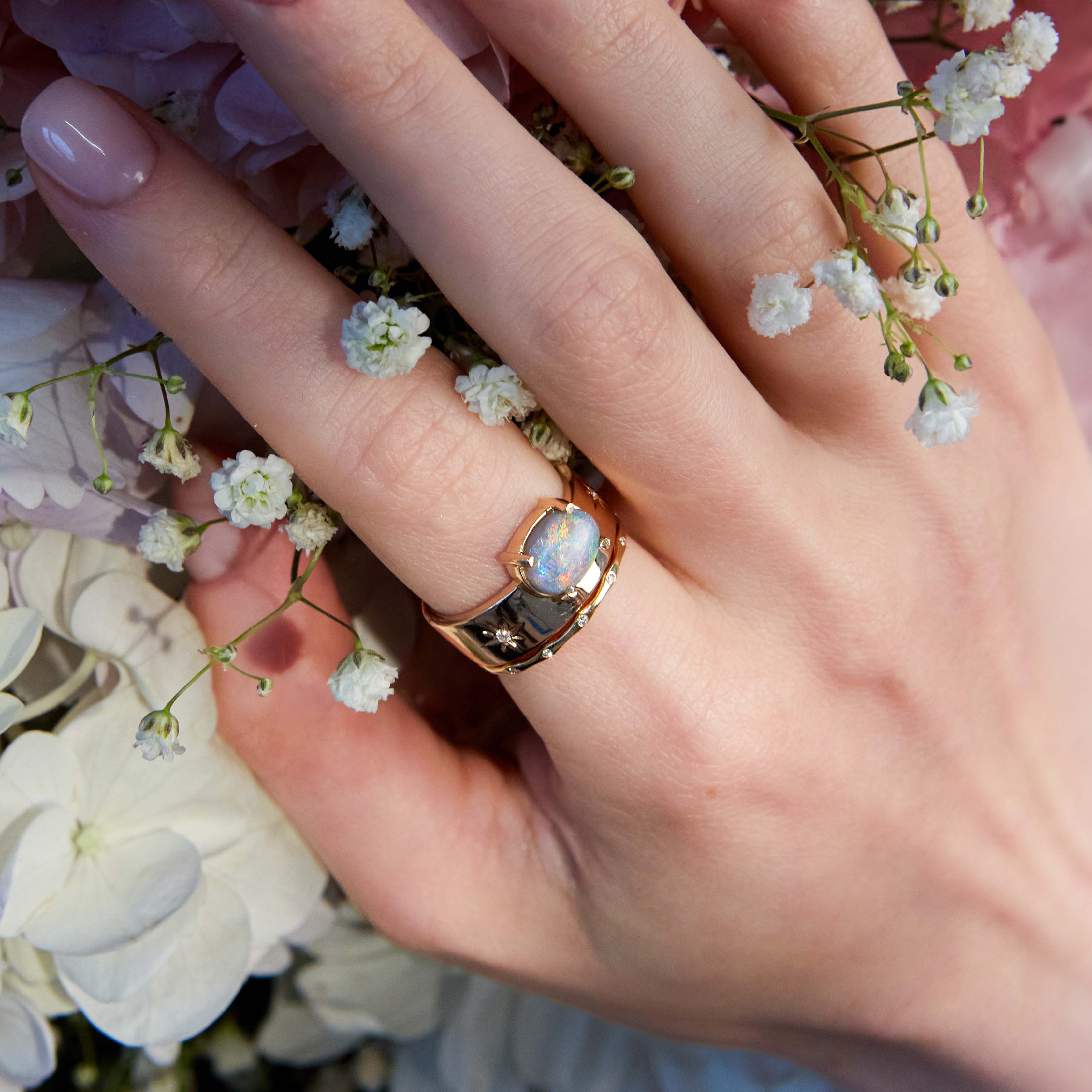 Australian Opal Ring on hand