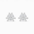 Gold and diamond earrings on a white background.