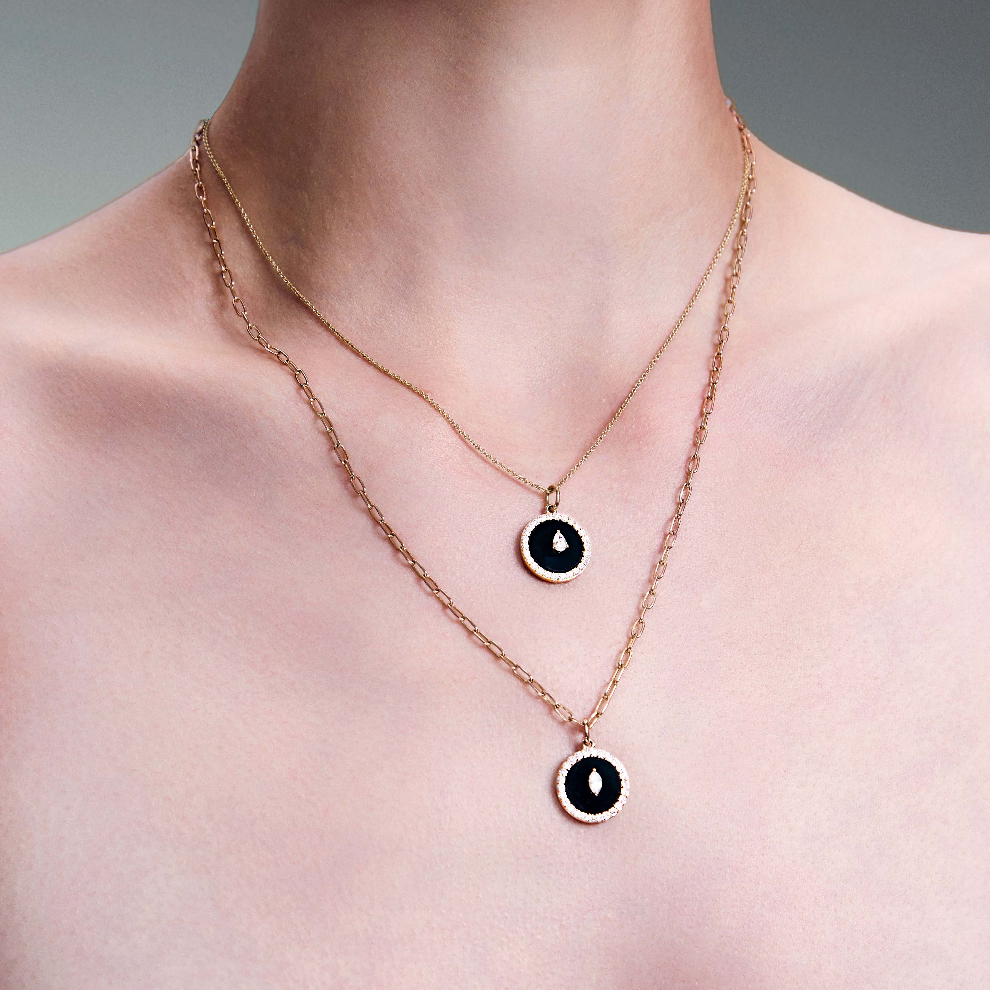 Black Onyx and Teardrop Diamond Protection Pendant - Made to