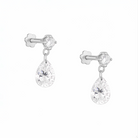 Gold earrings with teardrop-shaped Diamonds on a white background