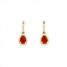 teardrop earring in yellow gold with diamonds and a teardrop fiery citrine 