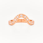 Rose gold 2.5 mm band ring with 13 round diamonds on a white background.