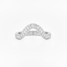 White gold 2.5 mm band ring with 3 round diamondsdiamonds on a white background.