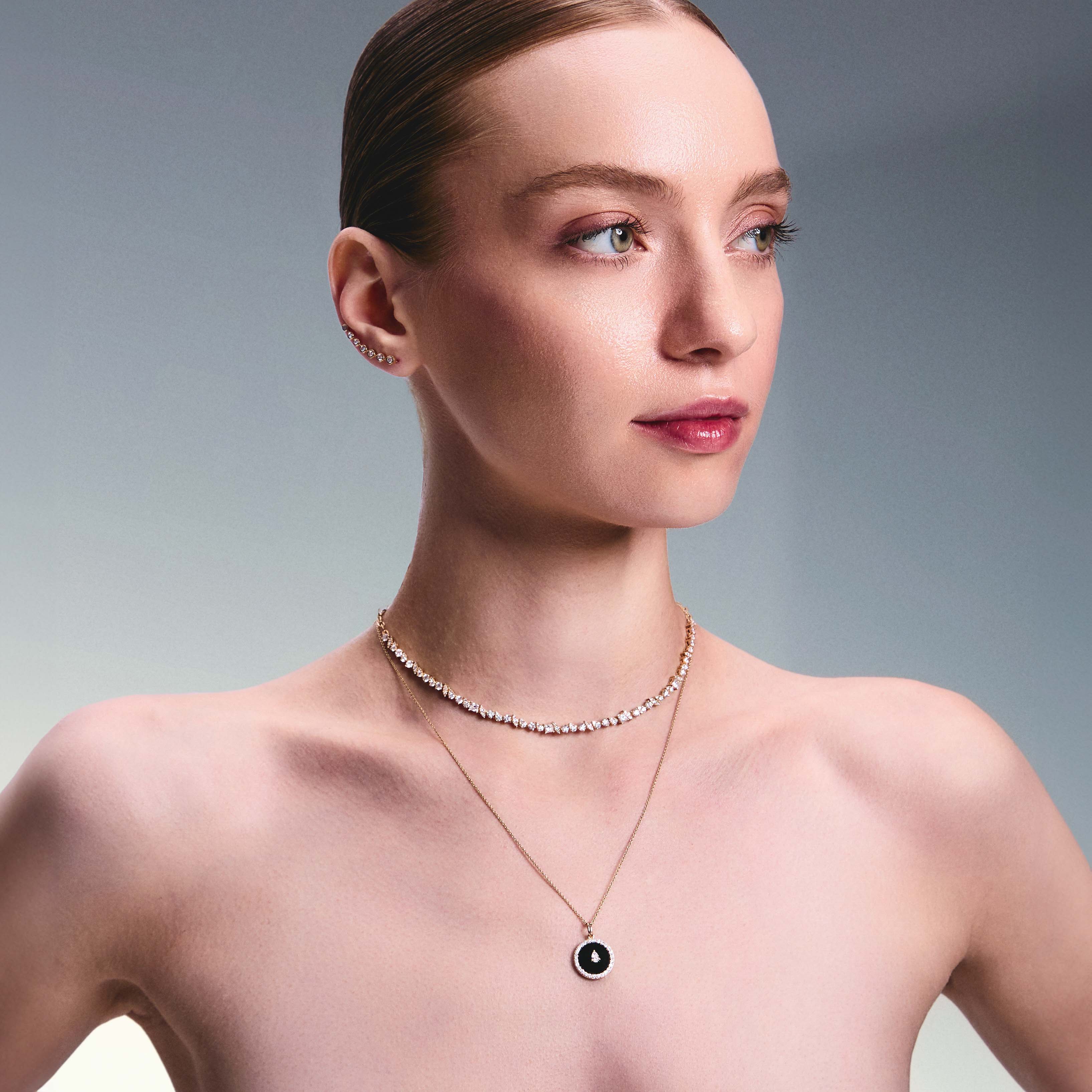 Black Onyx and Teardrop Diamond Protection Pendant - Made to