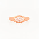 Signet Pinky Diamond ring, in rose gold, on a with a white background