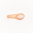 Signet Pinky marquise Diamond ring, in rose gold, on a with a white background