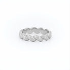 White Gold ring with a braided design on a white background